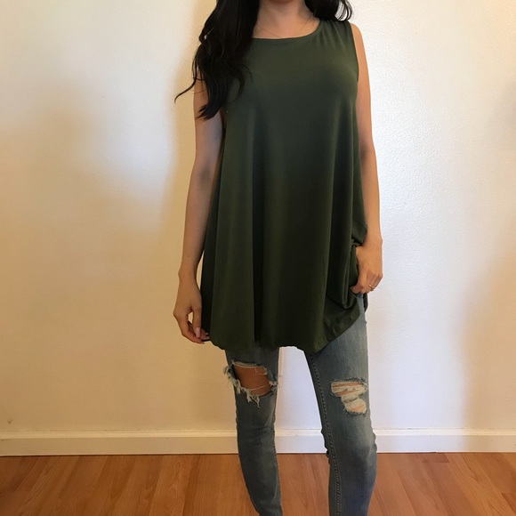 Olive Sleeveless Tunic - Picture 3 of 7